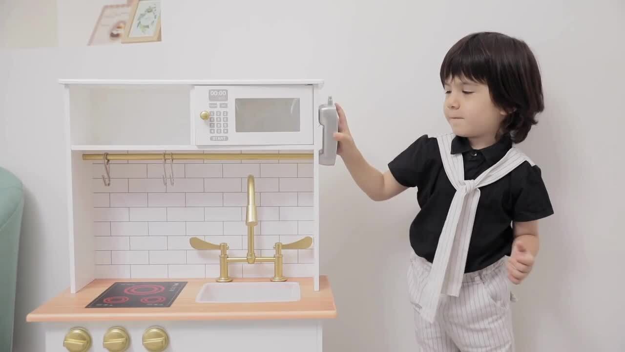 Teamson Kids Little Chef Boston Modern Play Kitchen in White/Wood