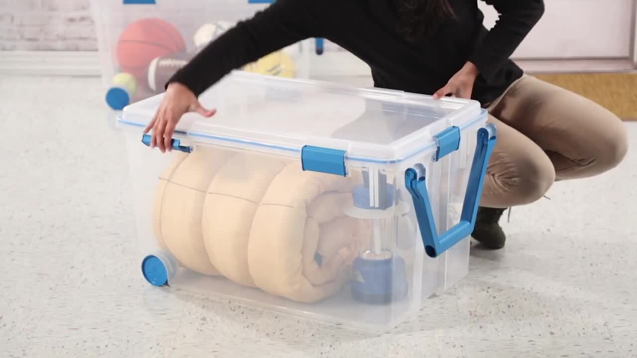 Sterilite 120 Qt. Plastic Storage Tote with Blue Aquarium Gasket