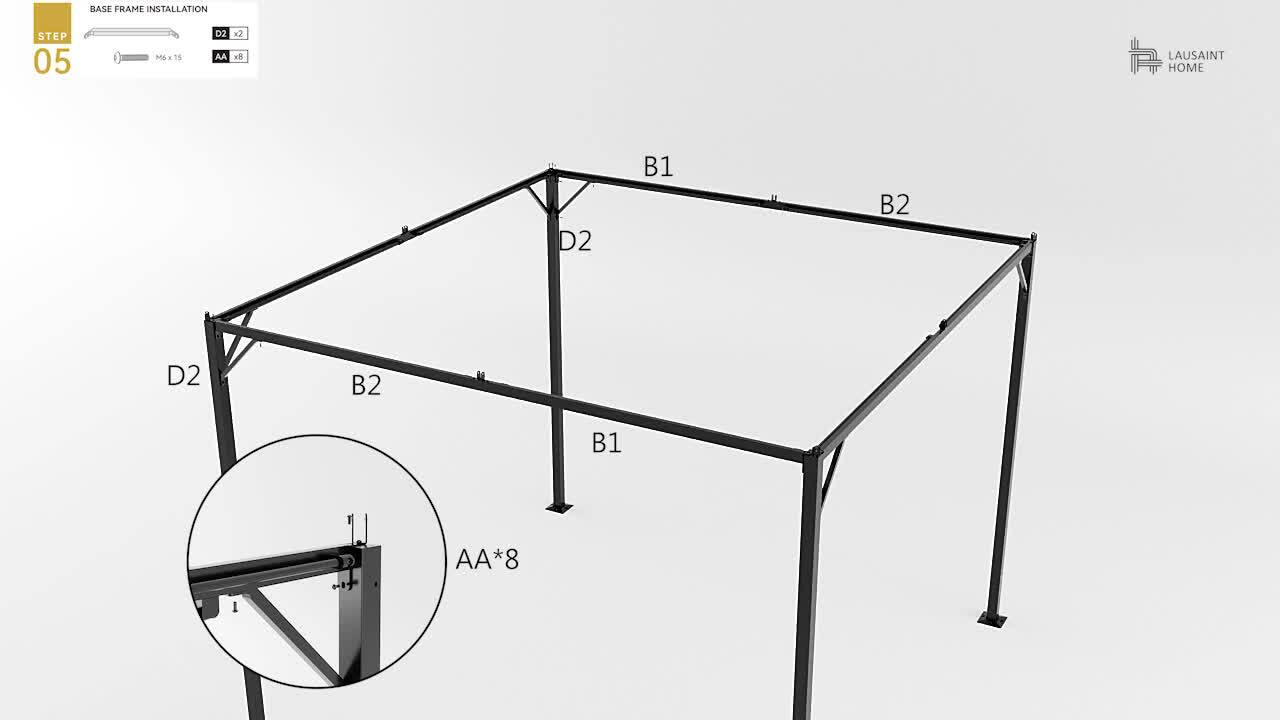 LAUSAINT HOME 10 ft. x 10 ft. Khaki Outdoor Patio Gazebo