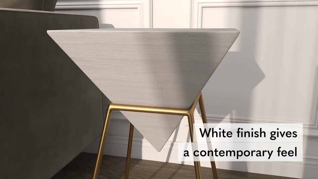 Litton Lane 14 in. White Inverted Pyramid Geometric Large