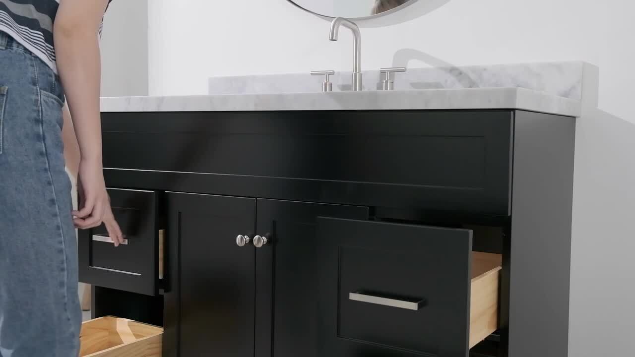 ARIEL Hamlet 48-in Black Bathroom Vanity Cabinet ARIEL Hamlet 48-in Black Bathroom Vanity Cabinet