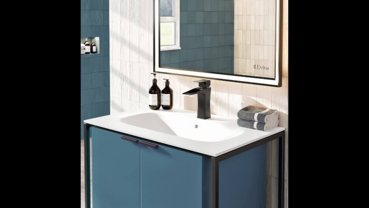 Moma 24 in. W x 18 in. D x 33.4 in. H Bathroom Vanity in White with White Solid Surface Top with White Sink