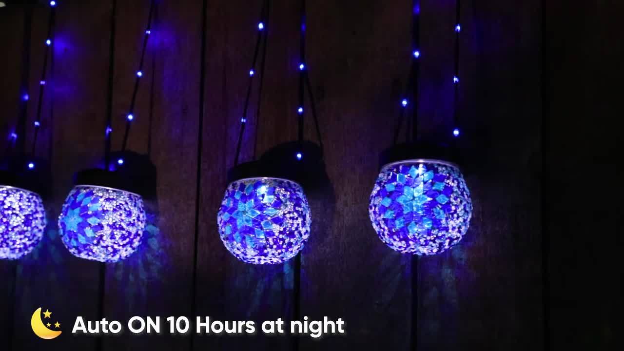 Rottogoon 4.3'' Blue Mosaic Solar Lights Outdoor 6 Pack