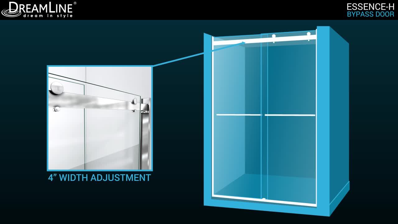 Essence 56 in. to 60 in. W x 76 in. H Sliding Frameless Shower Door in Chrome with Tinted Glass Essence 56 in. to 60 in. W x 76 in. H Sliding Frameless Shower Door in Chrome with Tinted Glass