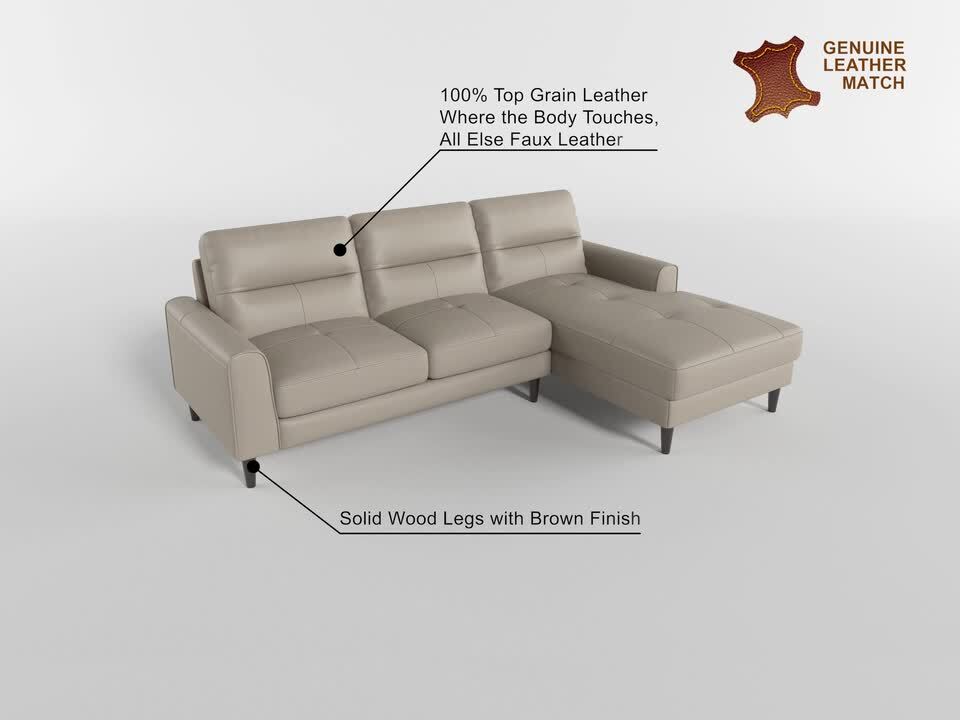 Lazzara Milford 96 in. Straight Arm 2-piece Leather Sectional Sofa
