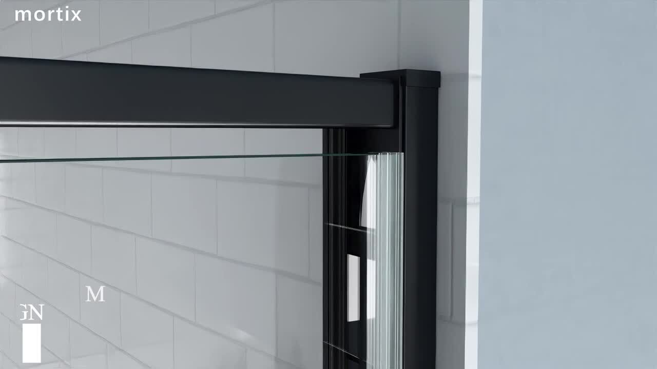 mortix 50 to 54 in. W x 71 in. H Pivot Frame Shower Door in Matte Black Finish with SGCC Certified Clear Glass QK-PT5471-MB
