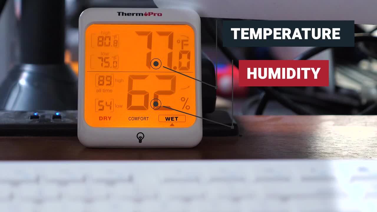 ThermoPro TP53 Digital Indoor Thermometer Hygrometer Home Temperature Humidity  Meter with Backlight TP53 - The Home Depot