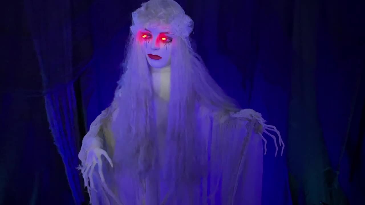 Haunted Hill Farm 5.6 ft. Animatronic Ghost Bride with Lights and