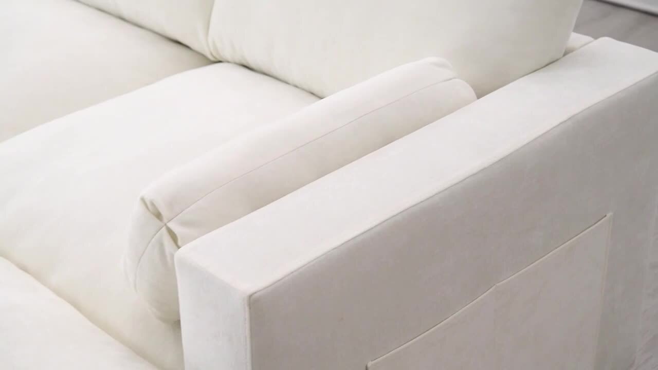 Harper & Bright Designs 86.5 in. Square Arm 5-seat Chenille