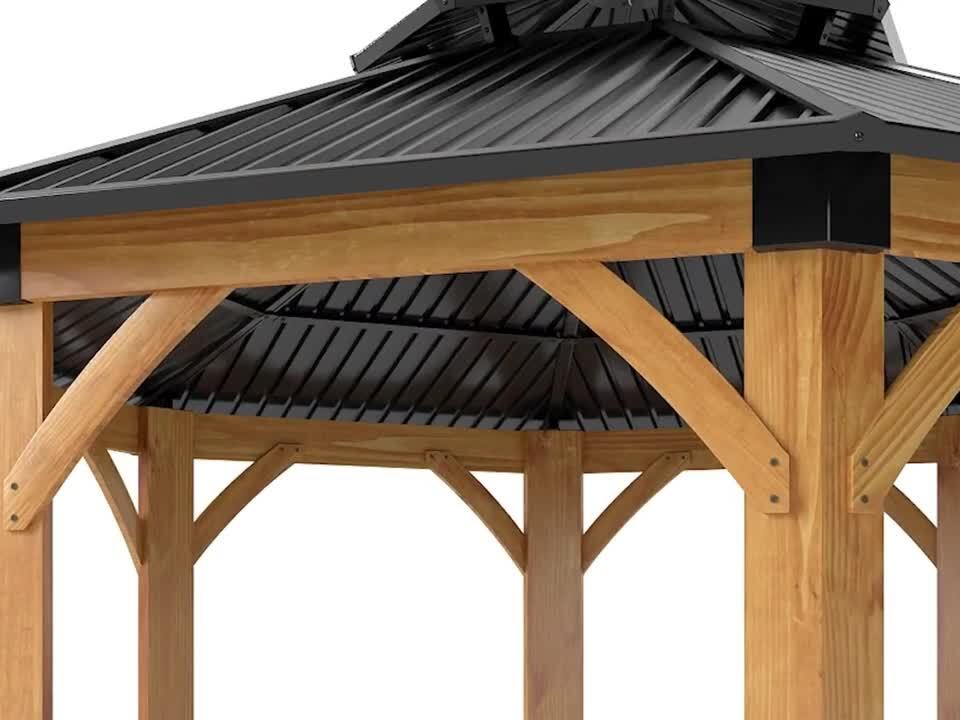 COVERONICS 13 ft. x 13 ft. Patio Spruce Wood Octagon Gazebo, 2
