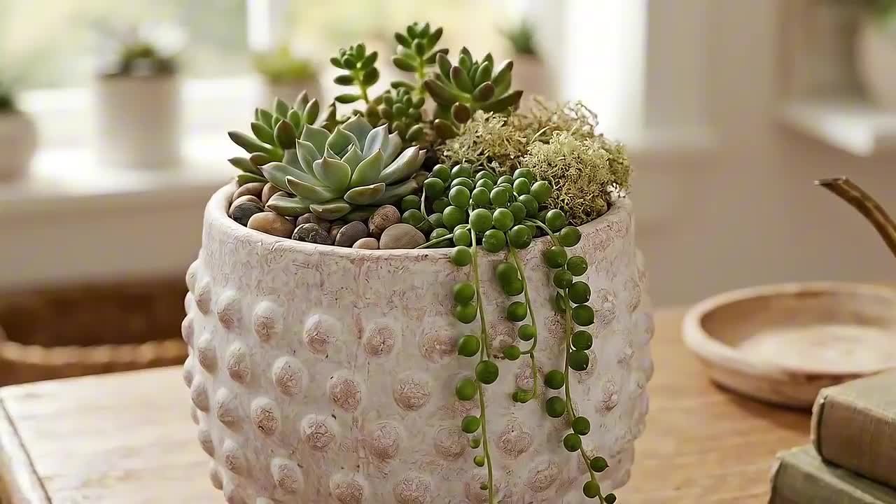 Liv & Skye White Ceramic Round Bubble Rough Finish Decorative