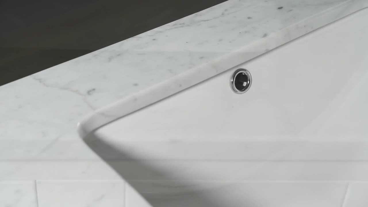 Harlow 61 in. W x 22 in. D Single Basin Carrara Marble Vanity Top in Carrara White with White Vitreous China Basin