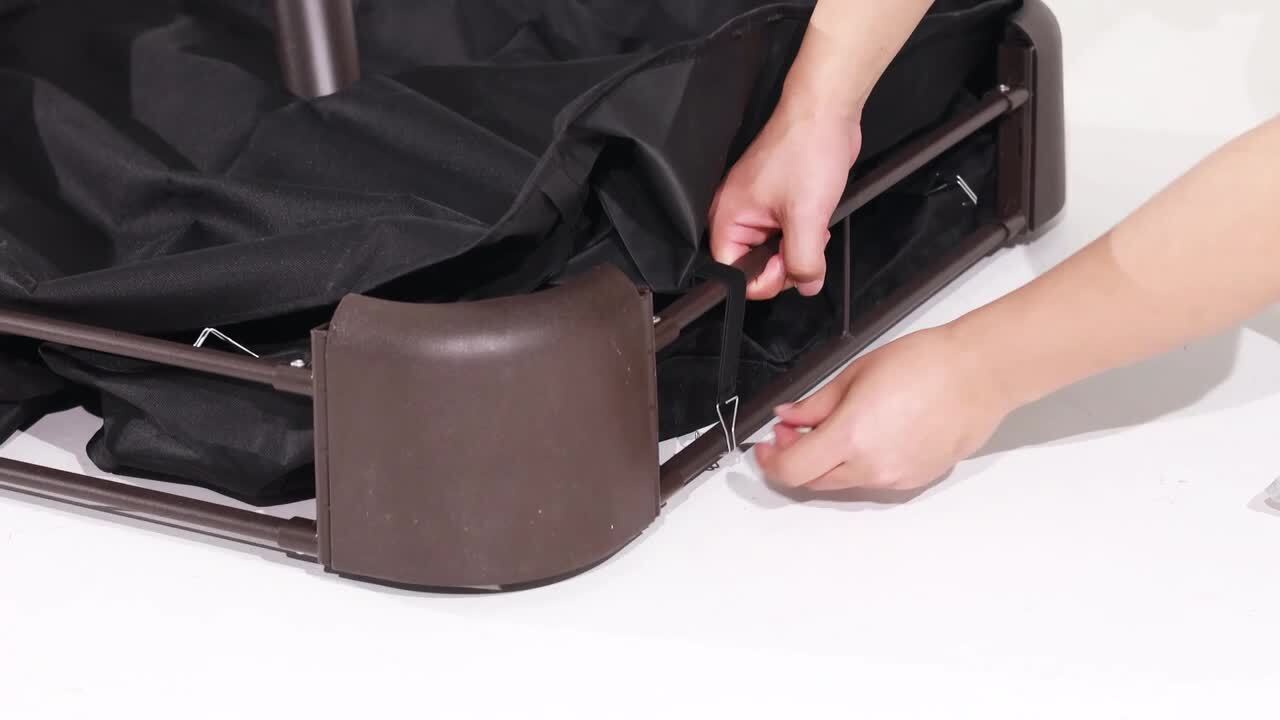 JEAREY 11 ft. L Outdoor Aluminum Curvy Cantilever Offset Hanging Patio Umbrella with Sandbag Base and Cover in Navy TJWT11-Navy