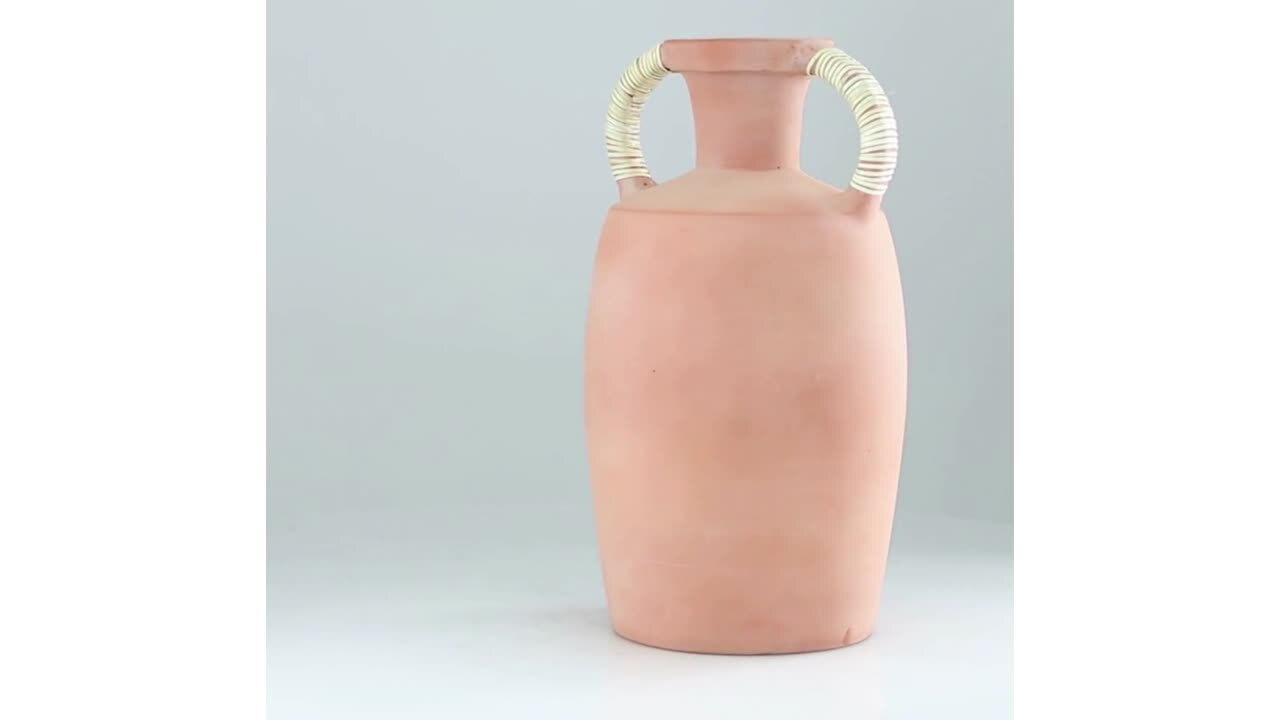 Litton Lane 16 in. Orange Terracotta Jug Ceramic Decorative Vase