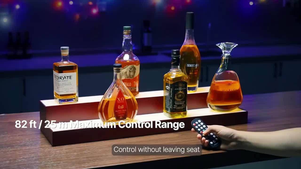 SVOPES 40 in. LED Lighted Liquor Bottle Display, 2-Tier Bar Shelf