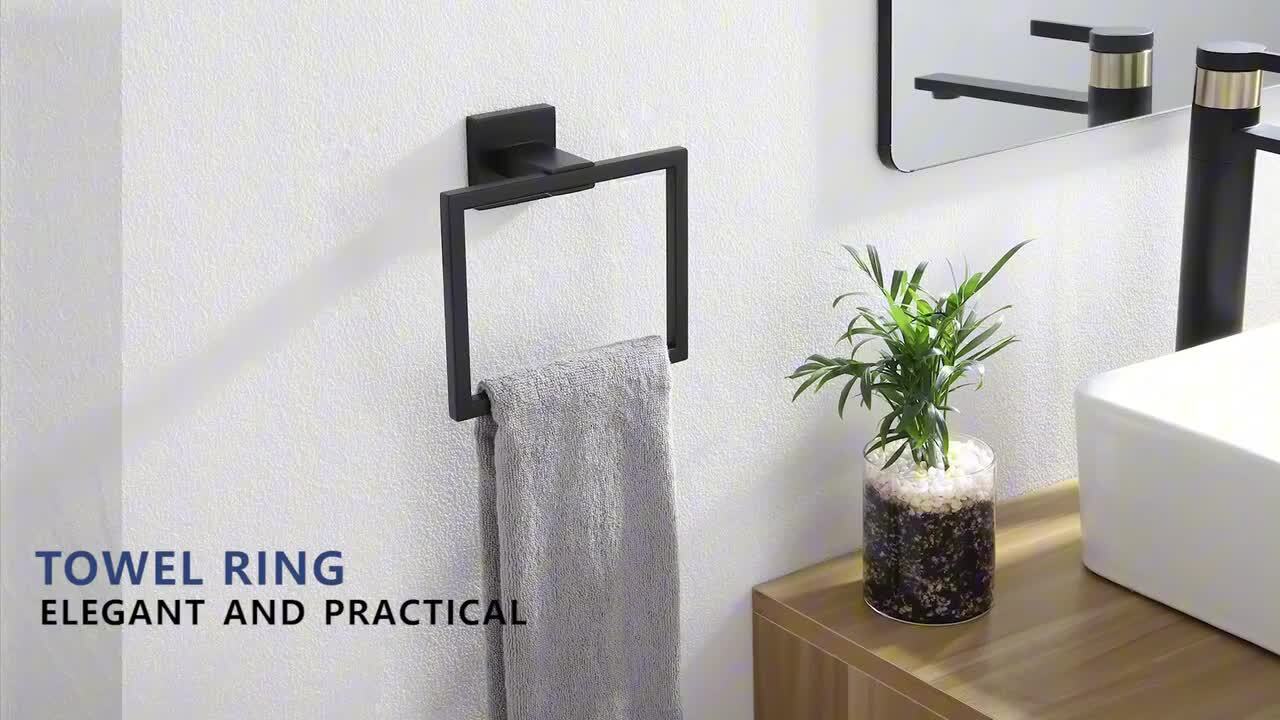 ATKING Wall Mounted 4-Pieces J-Hook Robe Towel Hook Square Coat