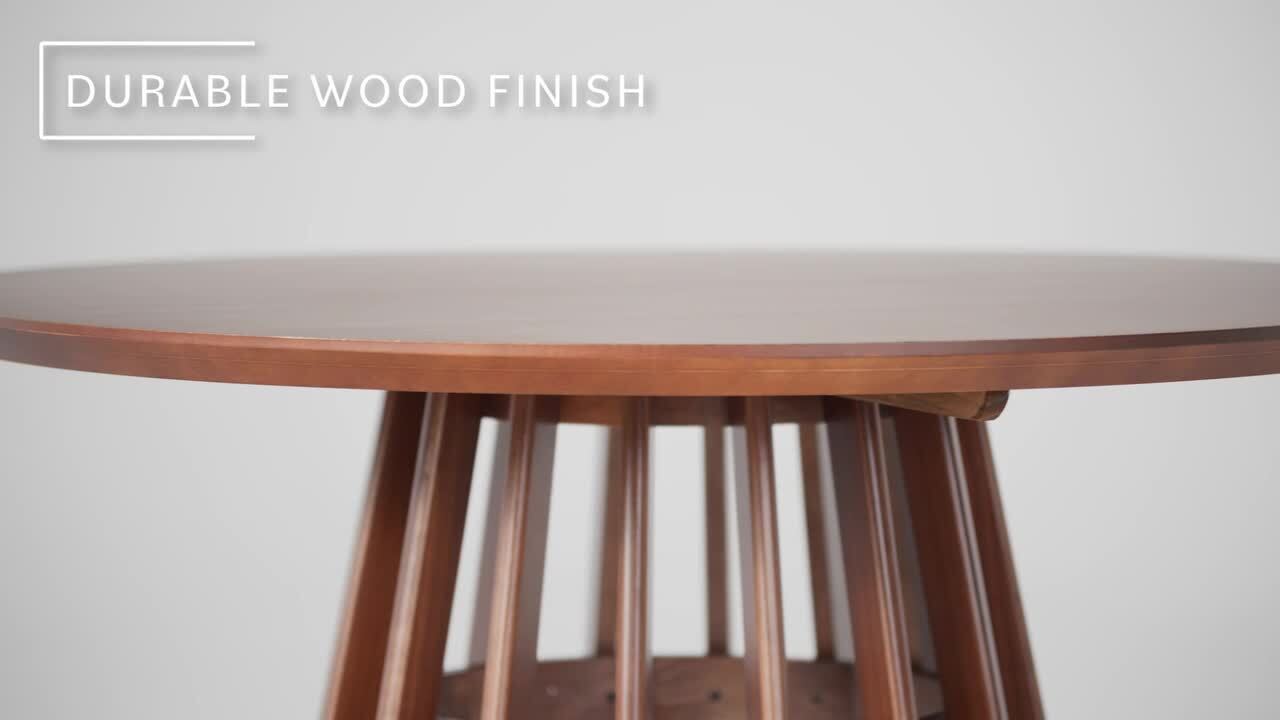 Walker Edison Furniture Company Round Japandi Brown Wood 48