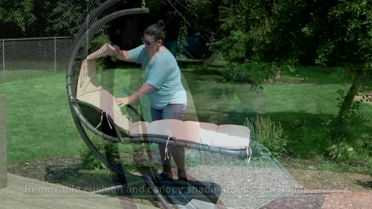 Sunnydaze Steel Outdoor Floating Chaise Lounge Chair with Teal