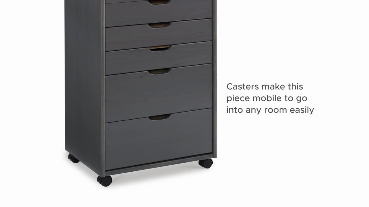 Linon Home Decor Mcleod Rolling Cart Gray 8-Drawer 40.5 in. H