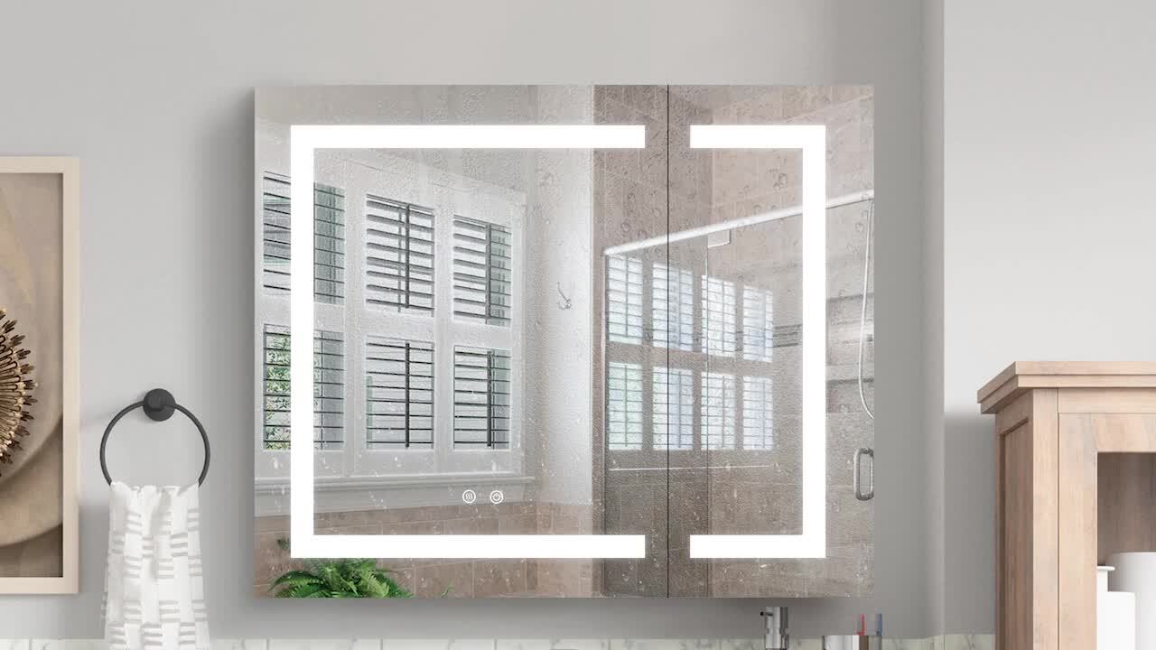 ANGELES HOME 36 in. W x 30 in. H Rectangular Recessed/Surface LED  