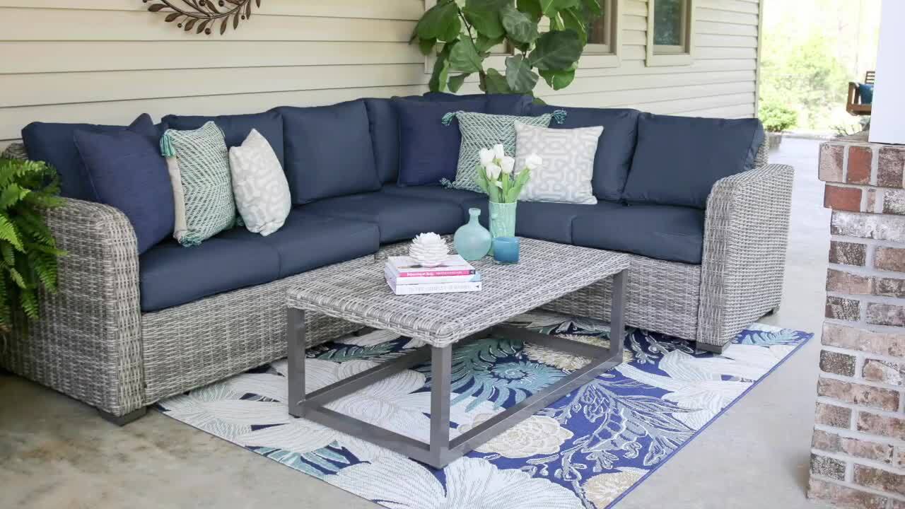 Leisure Made Forsyth 5-Piece Wicker Outdoor Sectional Set with Tan