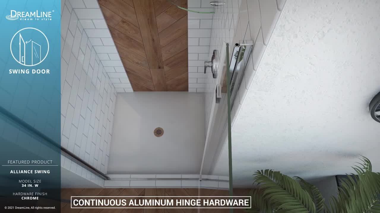 Staykiwi 24 to 25.37 in. W x 72 in. H Semi Frameless Pivot Shower Door in Chrome Finish with Clear Tempered Glass