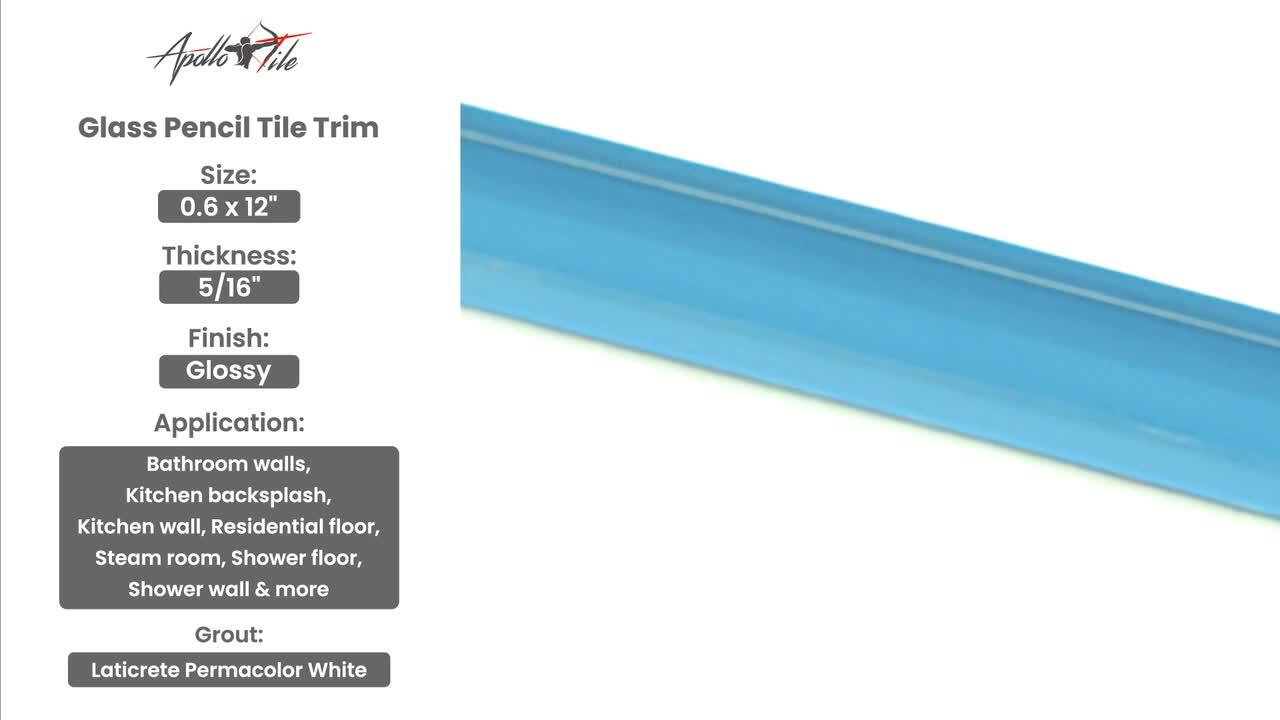 Apollo Tile 10-Pack Sapphire Blue 1/2-in x 12-in Glass Pencil Tile (0.5-sq. ft/ Carton)