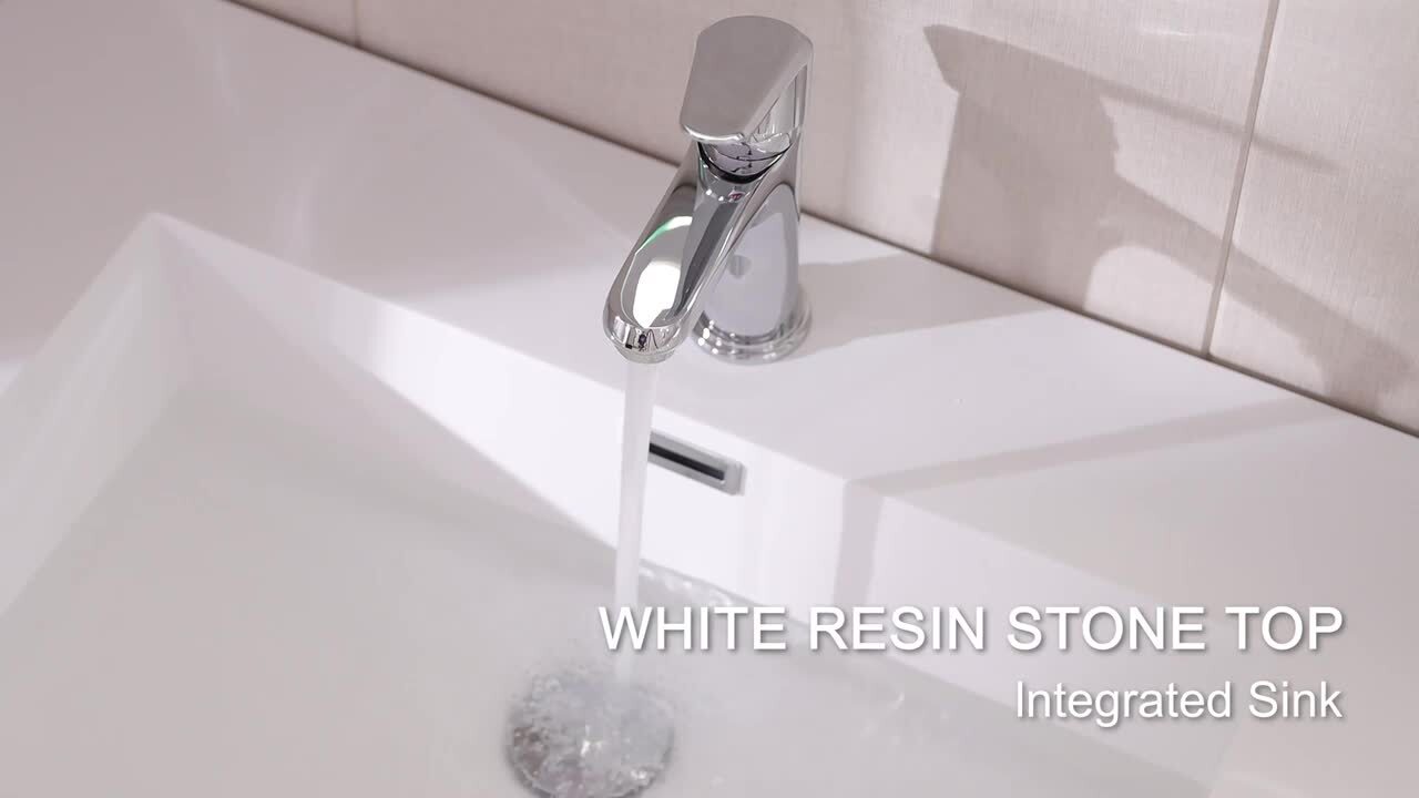Vanity Art Annecy 30 in. W x 18.5 in. D x 20 in. H Bathroom Wall Hung Vanity in White with Single Basin Vanity Top in White Resin
