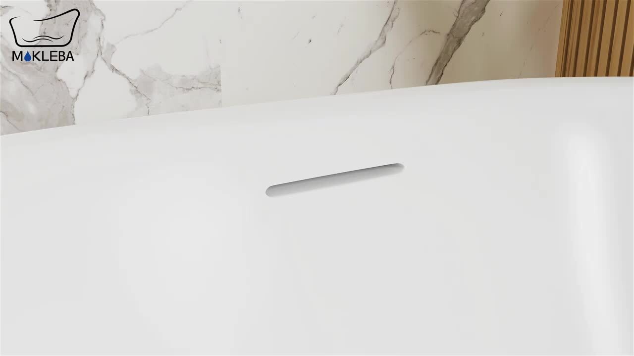 63 in. Acrylic Center Drain Rectangle Flat Bottom Freestanding Bathtub in White 63 in. Acrylic Center Drain Rectangle Flat Bottom Freestanding Bathtub in White