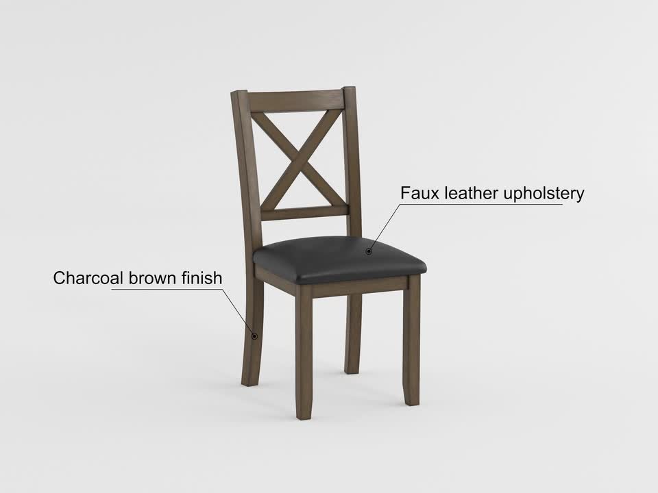 Lazzara Adina 5-Piece Charcoal Brown Finish Wood Top Dining Room