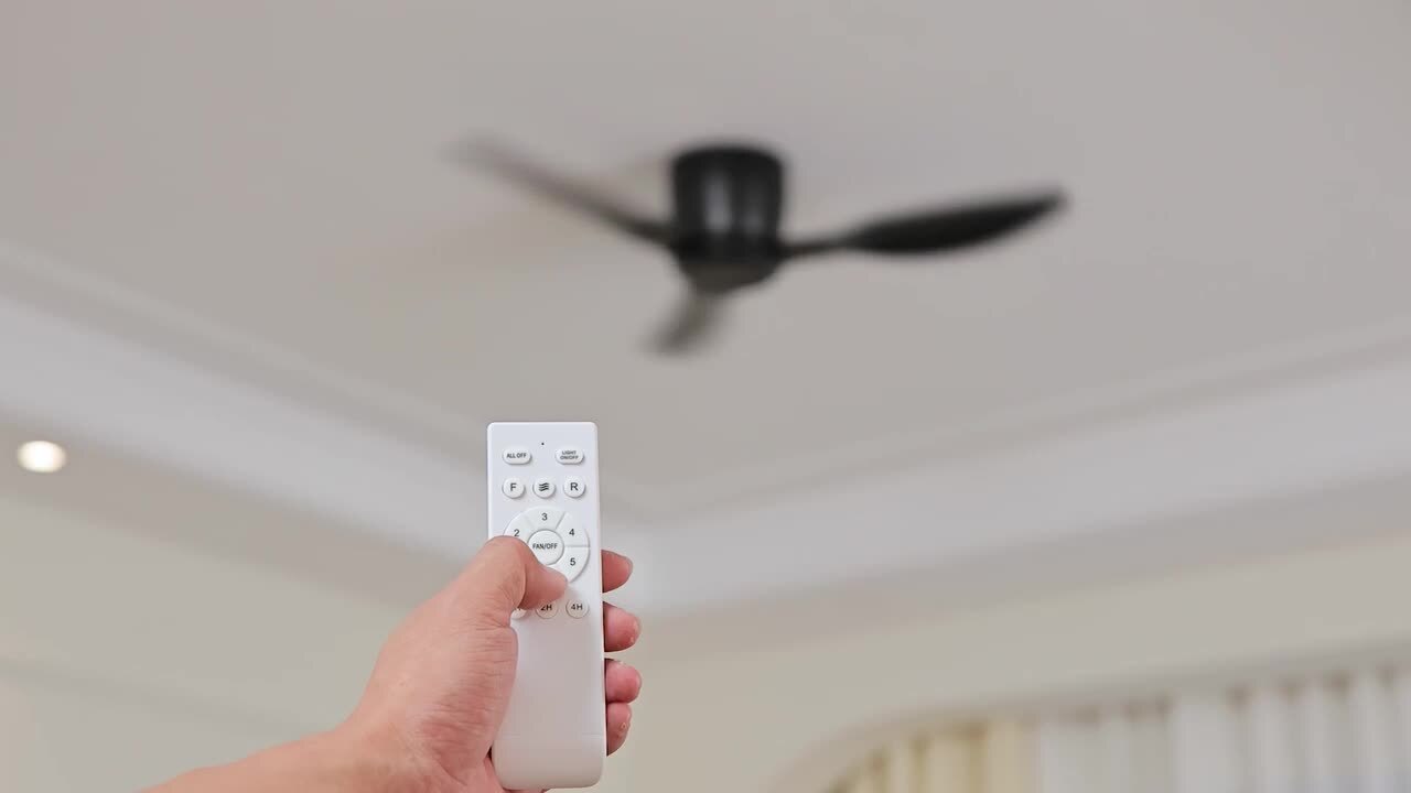 Fan Light 52 LED Indoor Black Ceiling Fans With Lights, Flush