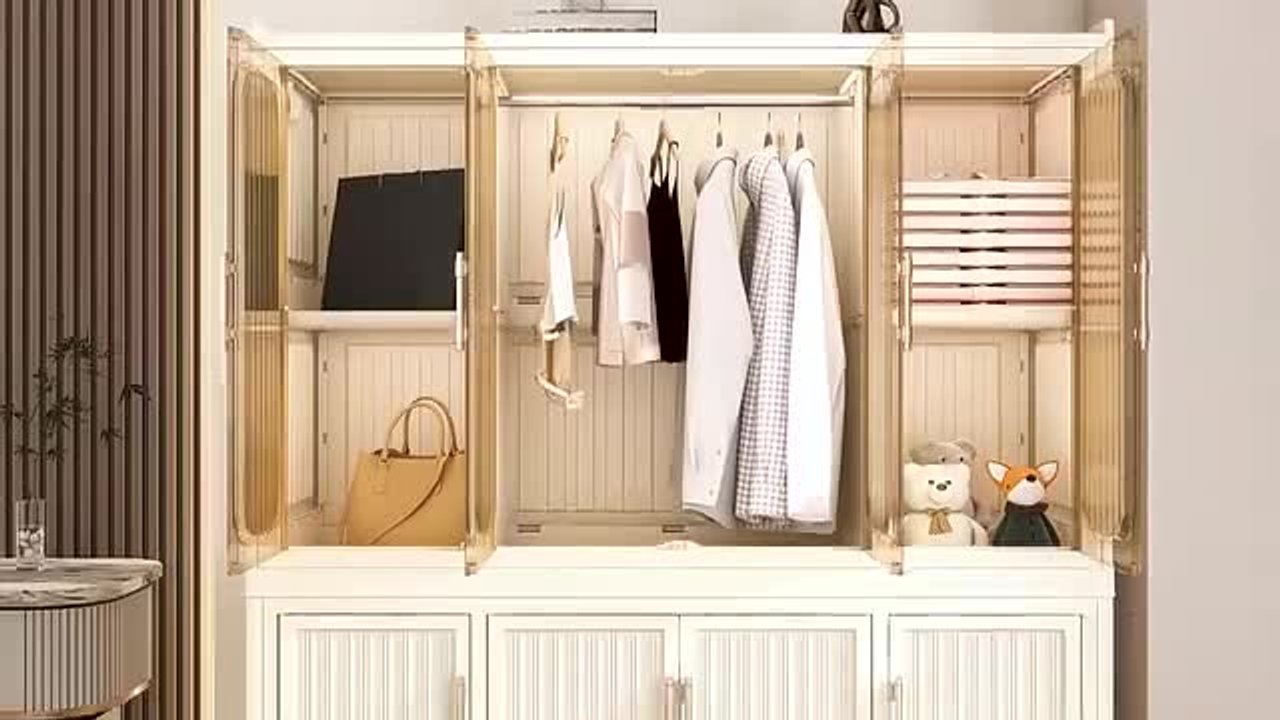 Seafuloy White-C 48 in. W Plastic Wardrobe Closet Storage Cabinet