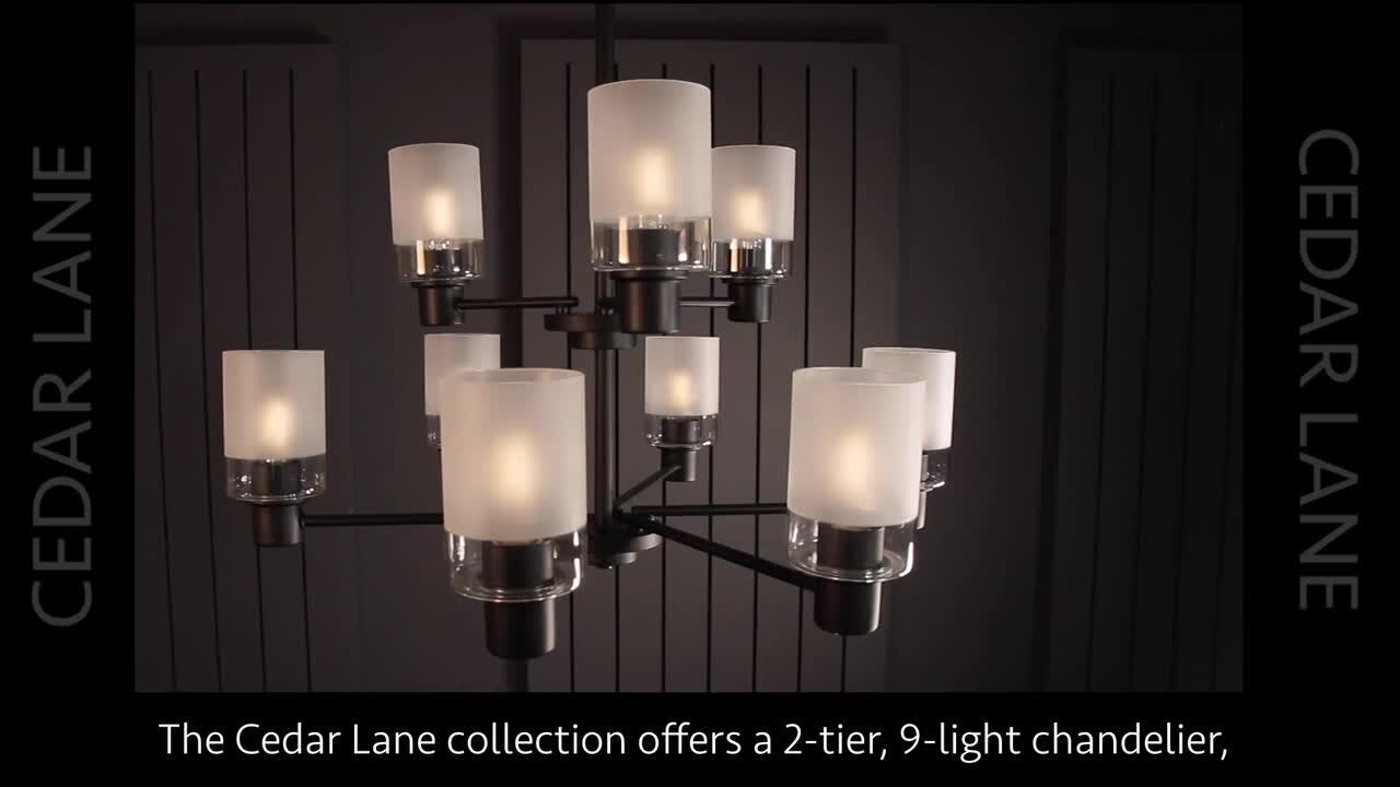 Designers Fountain - Cedar Lane 22 in. 3-Light Brushed Nickel Modern Vanity Light with Clear and Etched Glass Shades