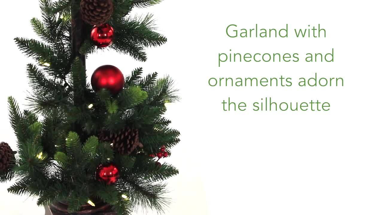 Nearly Natural 5 Ft Pre Lit Indoor Outdoor Artificial Christmas Decorated Lamp Post With Greenery Ornaments 50 Led Lights For Porch D1031 The Home Depot