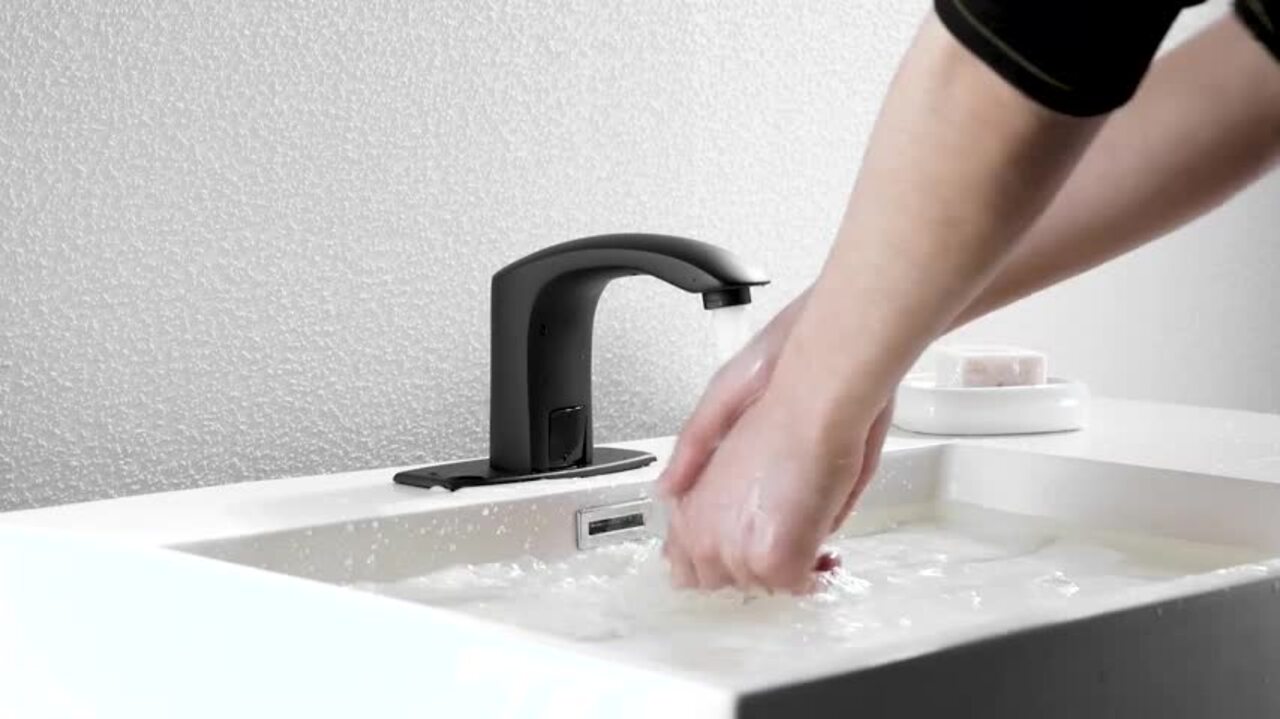 BWE Automatic Sensor Touchless Bathroom Sink Faucet With Deck Plate In