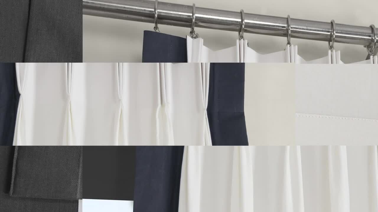 Fresh Popcorn & Polo Navy Solid Pinch Pleat Light Filtering Curtain - 25  in. W x 108 in. L