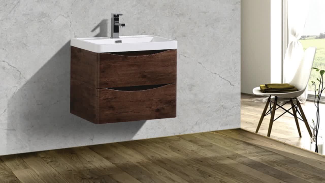 Eviva Smile 30 in. W x 20 in. D x 21 in. H Bathroom Vanity in Chesnut with White Acrylic Top with White Sink