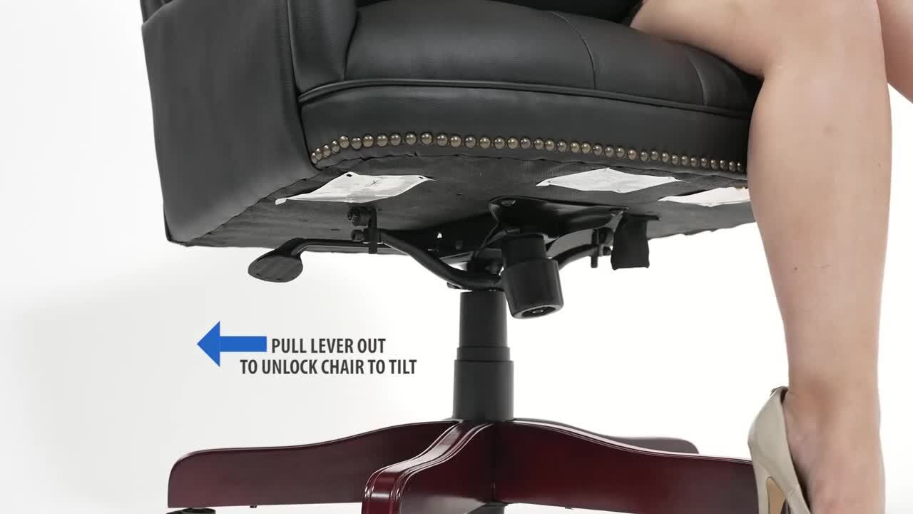 BOSS Office. High Back Black Caresoft Wing Back Button Tufted Traditional Executive Chair