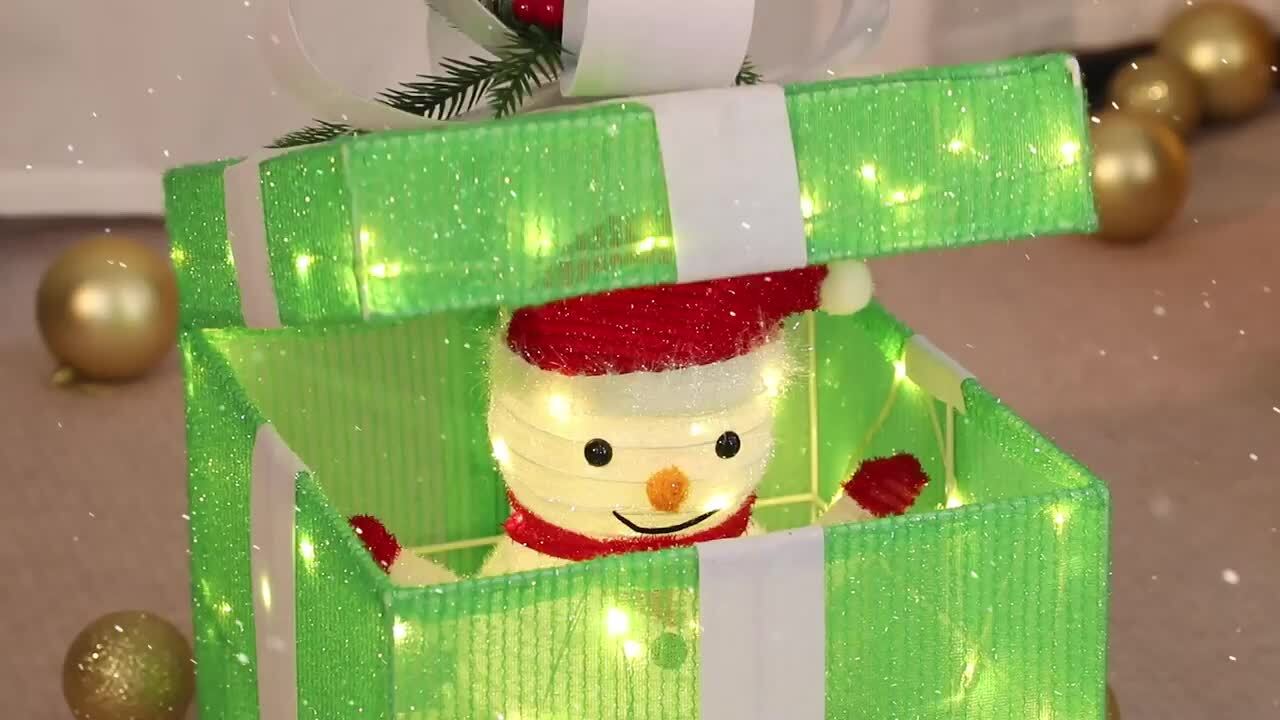 Karl home 12 in. Red Motorized Gift Box Christmas Decorations with