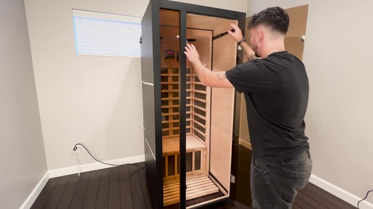 ALEKO 1-Person Indoor Hemlock Infrared Sauna-Black SIR1OASBLK-HD