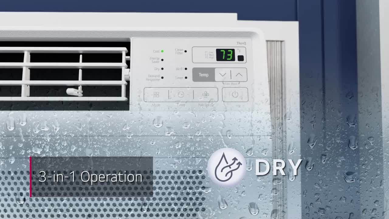 LG - 12,000 BTU 115V Window Air Conditioner Cools 550 sq. ft. with Wi-Fi, Remote, Dehumidifier and in White