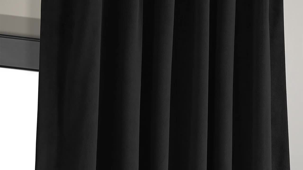 Reflection Grey Velvet Rod Pocket Blackout Curtain - 50 in. W x 120 in. L  (1 Panel)