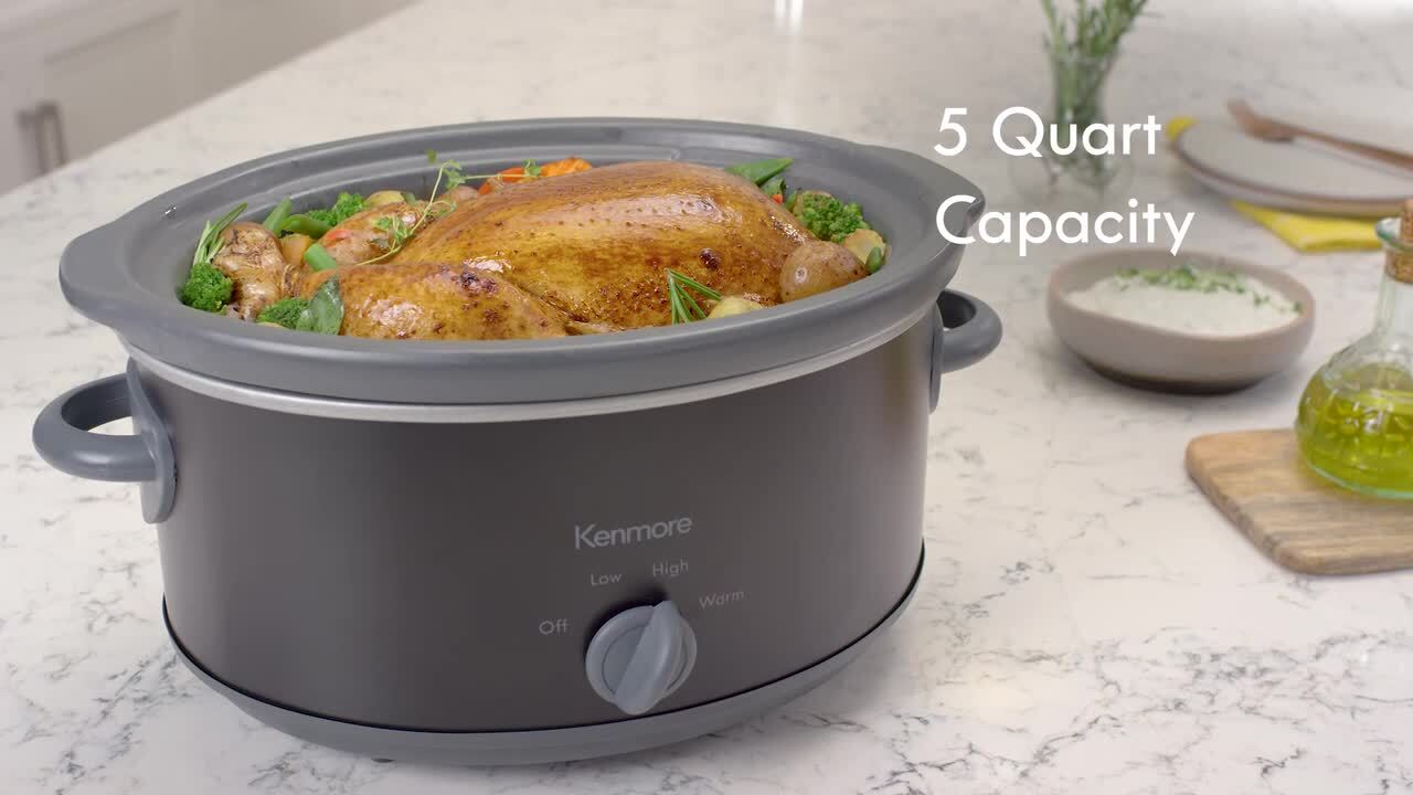 KENMORE Kenmore 5 qt (4.7L) Slow Cooker, Black and Grey, Compact
