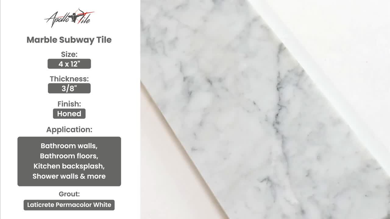 Apollo Tile White 4-in x 12-in Honed Natural Stone Marble Mixed Pattern Floor and Wall Tile (5-sq. ft/ Carton)