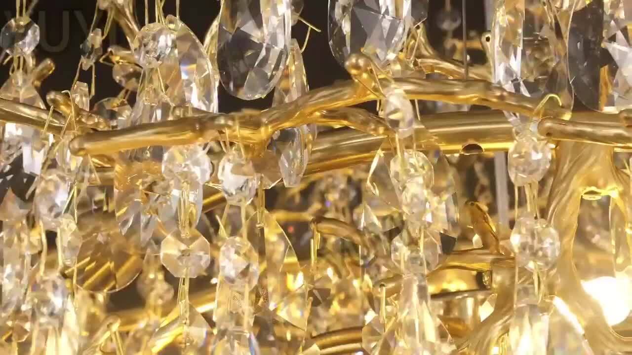 Miles Lightings 59 in. 18-Lights Gold Luxury Crystal Linear