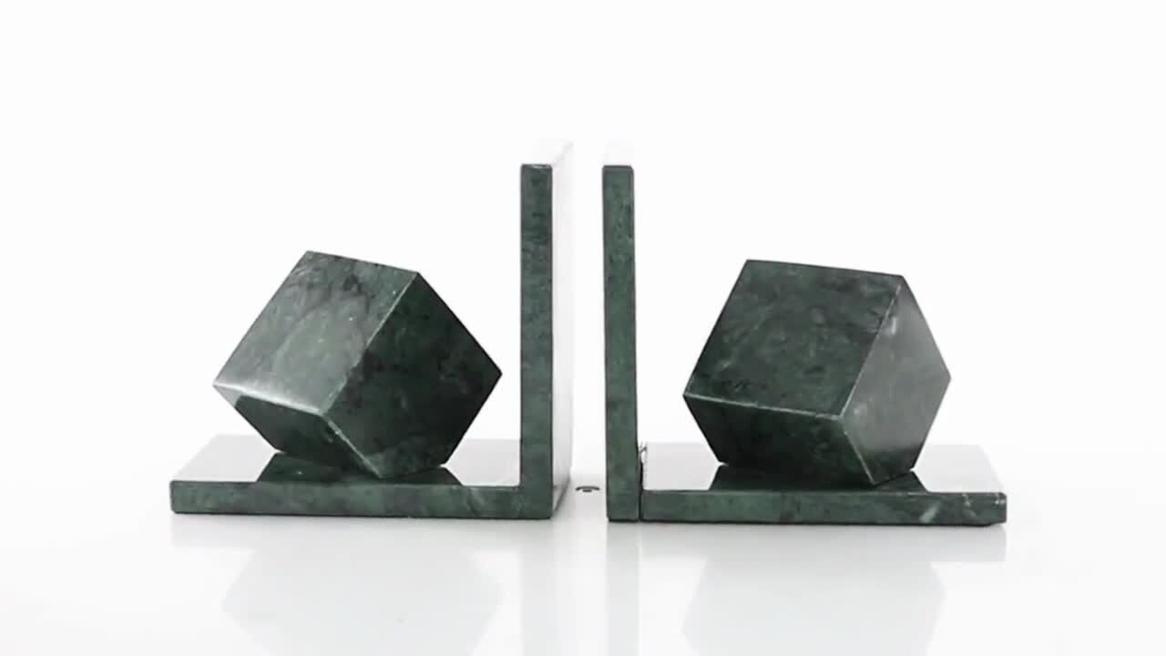 Green Marble Orb Bookends (Set of 2)