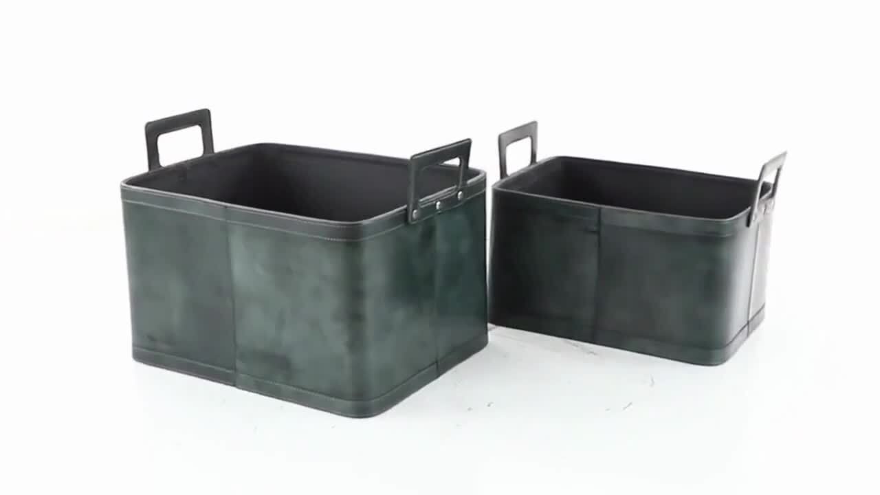 Get Neat Small Bins with Leather Handles 2-pack - 20205408