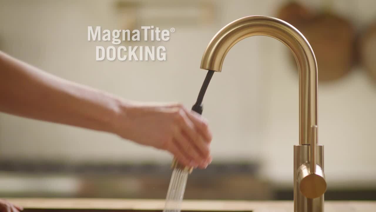 Delta - Trinsic Single-Handle Pull-Down Sprayer Bar Faucet with MagnaTite Docking in Champagne Bronze