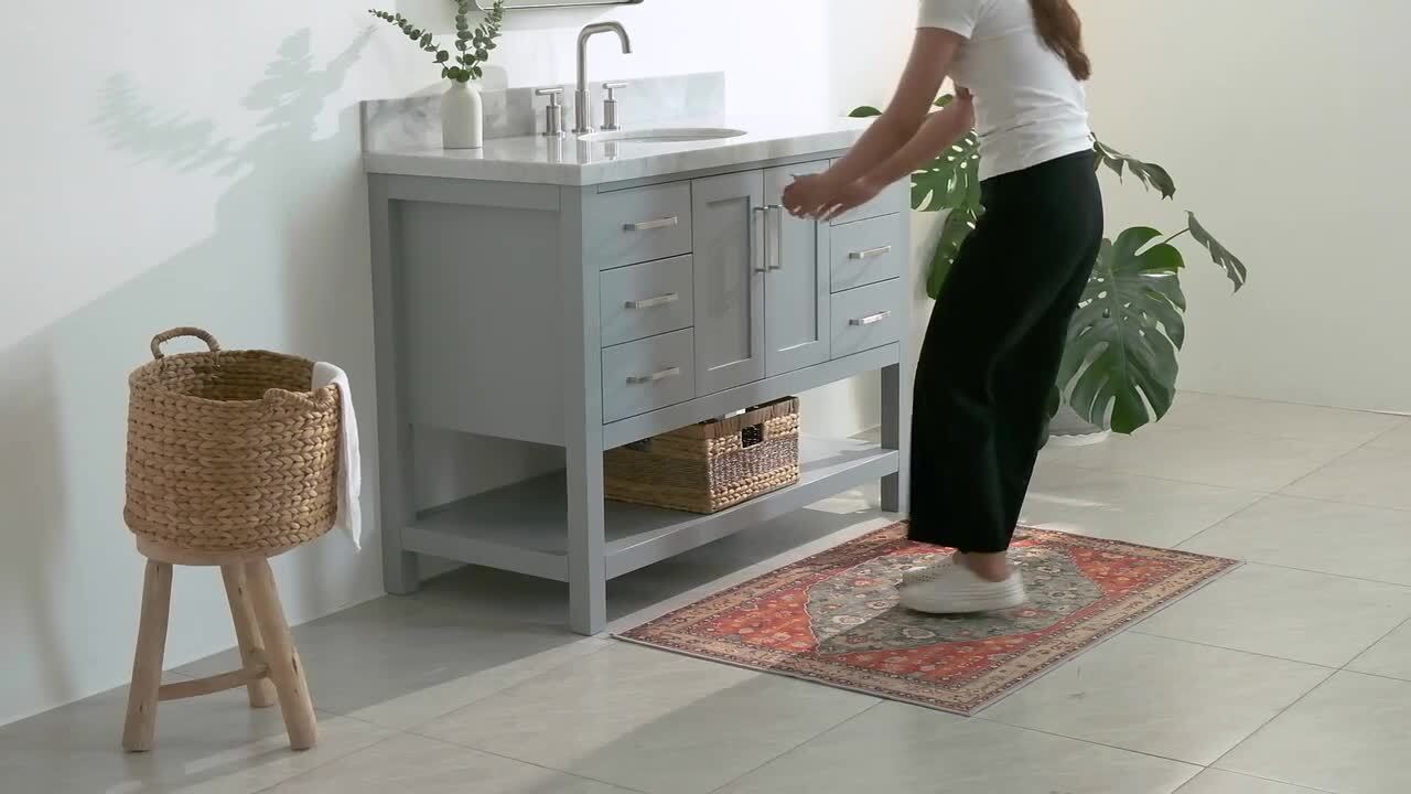 Sturgess 49 in. W x 22 in. D Bath Vanity in Navy Blue with Marble Vanity Top in Carrara White with White Basin