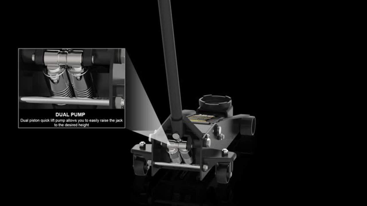 Torin 3-Ton Floor Jack with Dual Piston Speedy Lift in Black